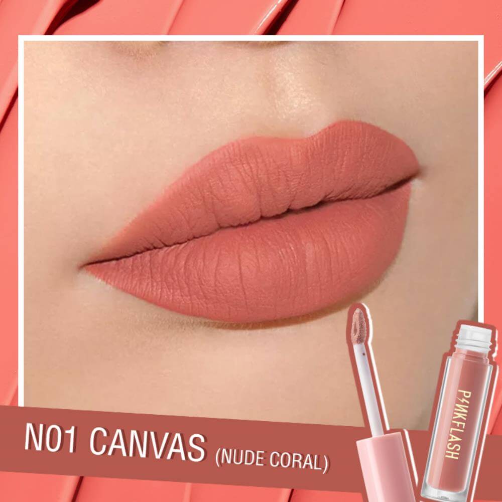 Pink Flash Melting Matte Waterproof Lipcream #N01 Canvas (2.5ml)