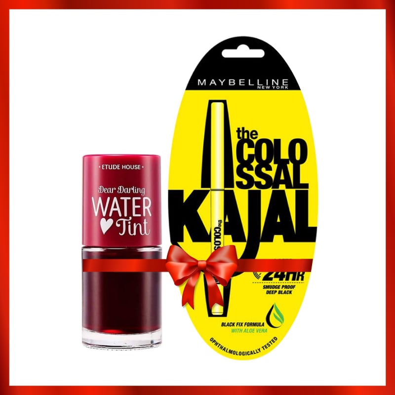 Lips & Eyes [Etude House Dear Darling Water Tint - #2 Cherry Ade (9gm)+Maybelline New York The Colossal Kajal (Black)]
