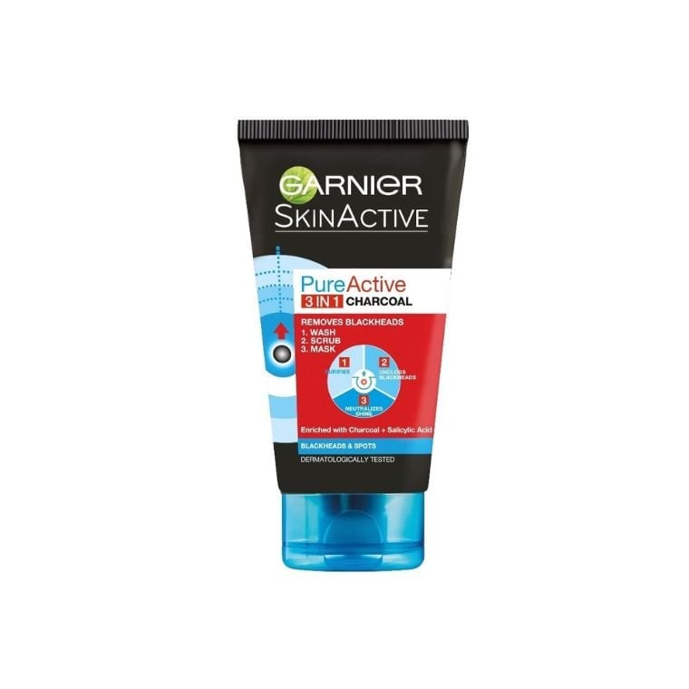 Garnier Skin Active Pure Active 3 In 1 Clay Mask Scrub Wash (150ml)