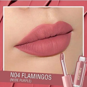 Pink Flash Melting Matte Waterproof Lipstick Flamingos #N04 Nude Purple (2.5ml)