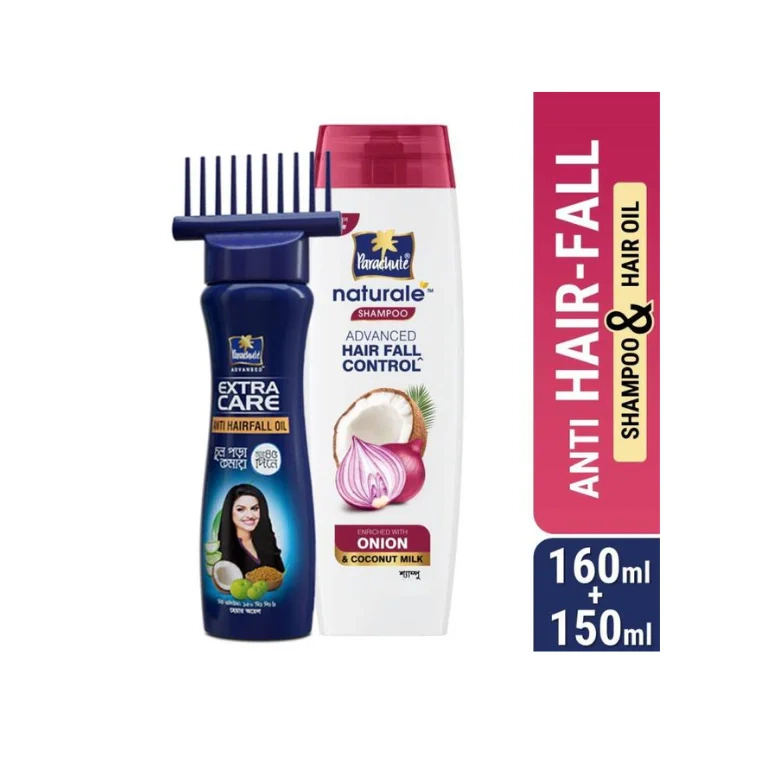 ANTI HAIR-FALL BUNDLE - Parachute Anti Hairfall Oil Extra Care (150ml) (Root Applier) & Parachute Naturale Shampoo Advanced Hair Fall Control (160ml)