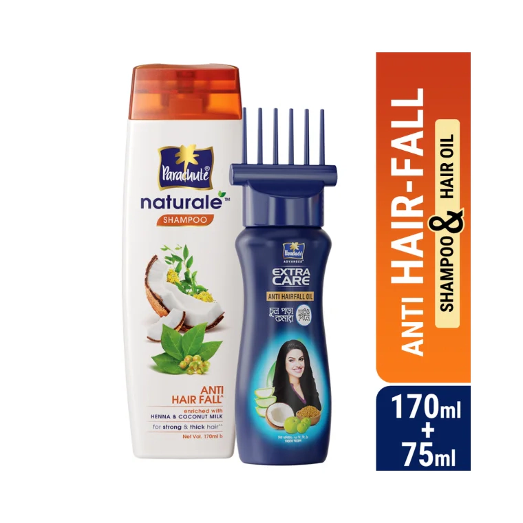 ANTI HAIR-FALL BUNDLE - Parachute Anti Hairfall Oil Extra Care (Root Applier)(75ml) & Parachute Naturale Anti Hair Fall Shampoo (160ml)