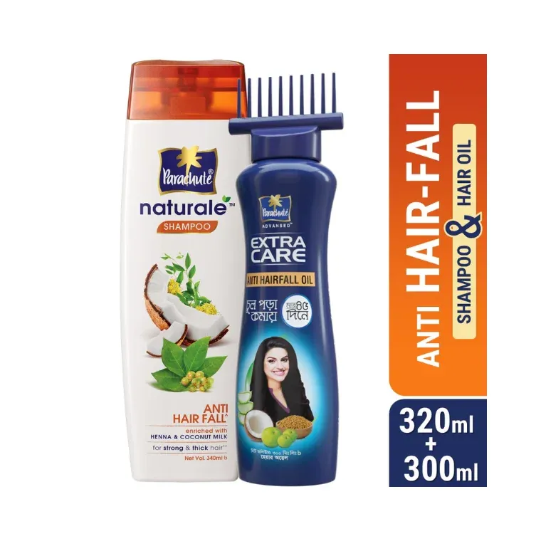 ANTI HAIR-FALL BUNDLE - Parachute Anti Hairfall Oil Extra Care (Root Applier)(300ml) & Parachute Naturale Anti Hair Fall Shampoo (320ml)