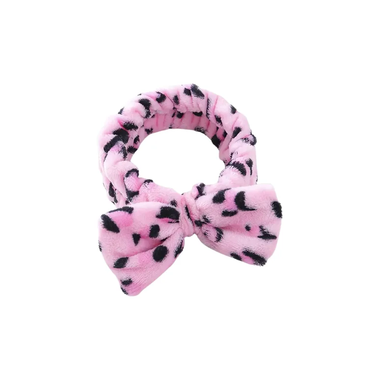 Blink Leopard Print flannel Hairband Womens Butterfly Headband 03 #Pink