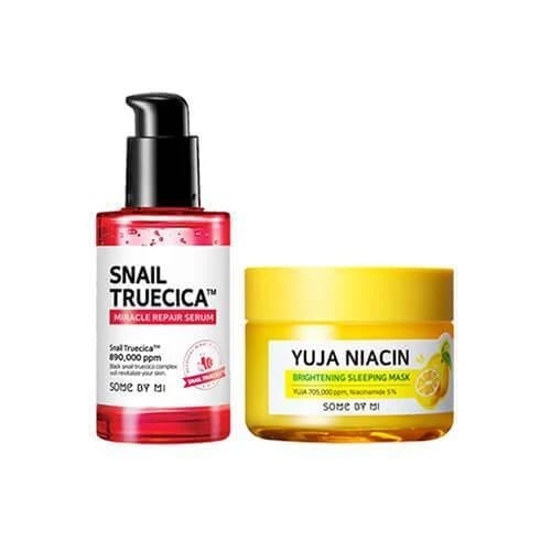 Some By Mi Snail Truecica Miracle Serum + Yuja Niacin Brightening Sleeping Mask (brightening And Pore Care)