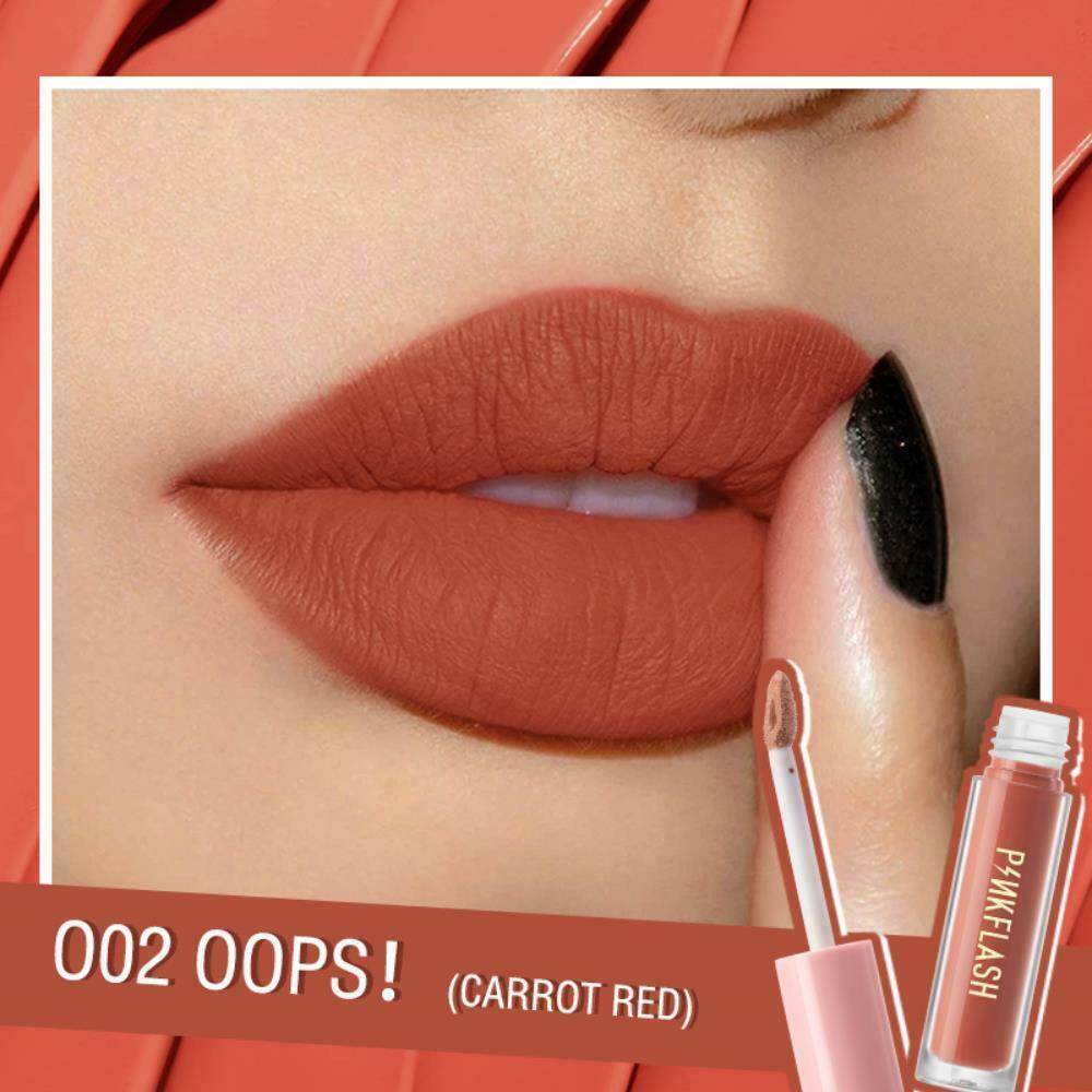 Pink Flash Melting Matte Waterproof Lipstick Oops #002 Carrot Red (2.5ml)