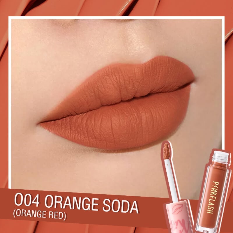 Pink Flash L01 Melting Matte Waterproof Lipstick Orange Soda #004 Orange Red (2.5ml)