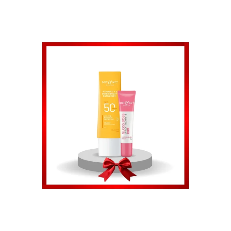 Dot and Key Gloss Boss Vitamin C + E Lip Balm with SPF 30 - Watermelon Rush (12gm)+DOT & KEY Vitamin C+E Super Bright Sunscreen SPF 50+ PA++++ –(80gm)