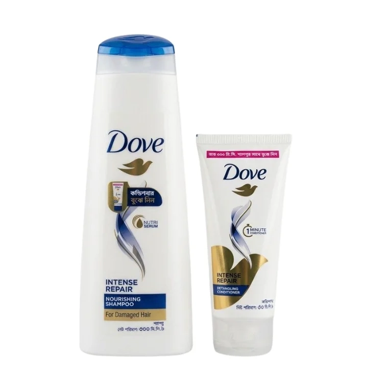 Dove Intense Repair Shampoo – 330ml+Free Dove Intense Repair Conditioner Bd Variant (50ml)