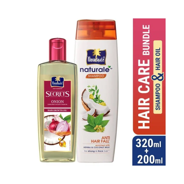 HAIR CARE BUNDLE - Parachute Naturale Shampoo Anti Hair Fall (320ml) & Parachute Advansed Secrets Onion Enriched Coconut Hair Growth Oil (200ml)