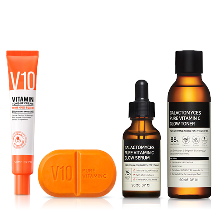 Some By Mi Vitamin C Bundle Set - Galactomyces Toner + Galactomyces Serum + V10 Cream + V10 Soap