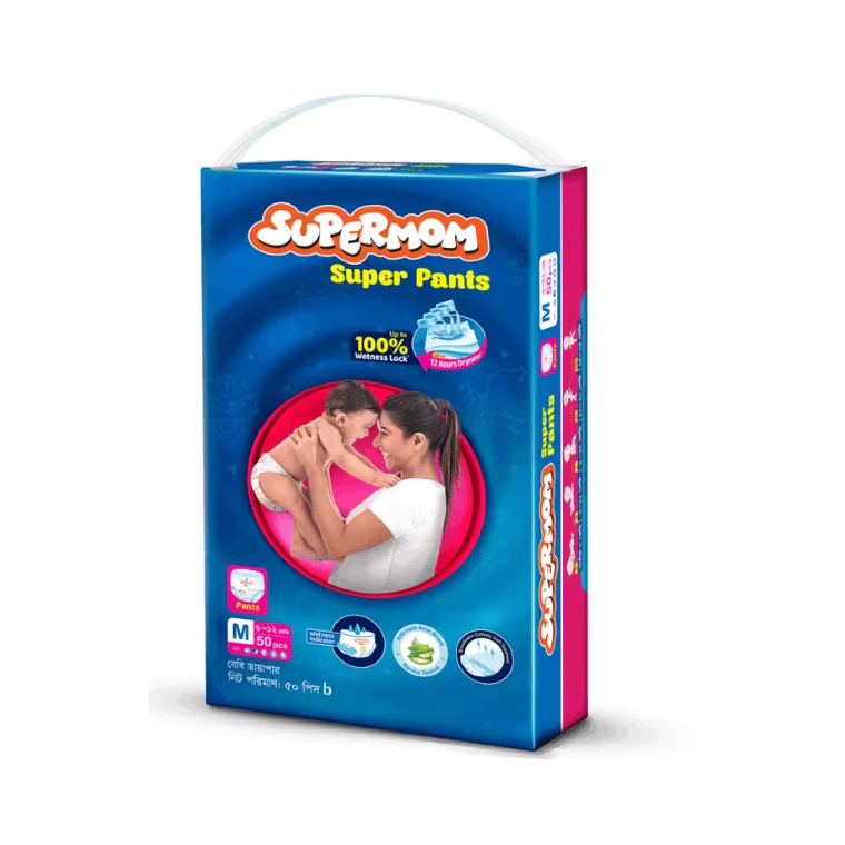 Supermon Baby Pant Diaper Medium (6-12) Kg (50pcs) Super Saver Pack