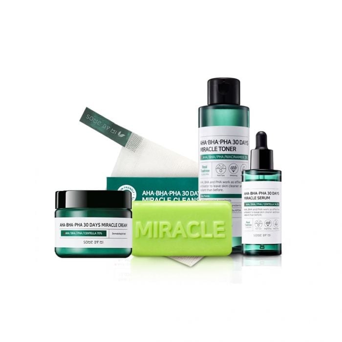 Some By Mi  Miracle Toner + Miracle Serum + Miracle Cream + Miracle Cleansing Bar Set