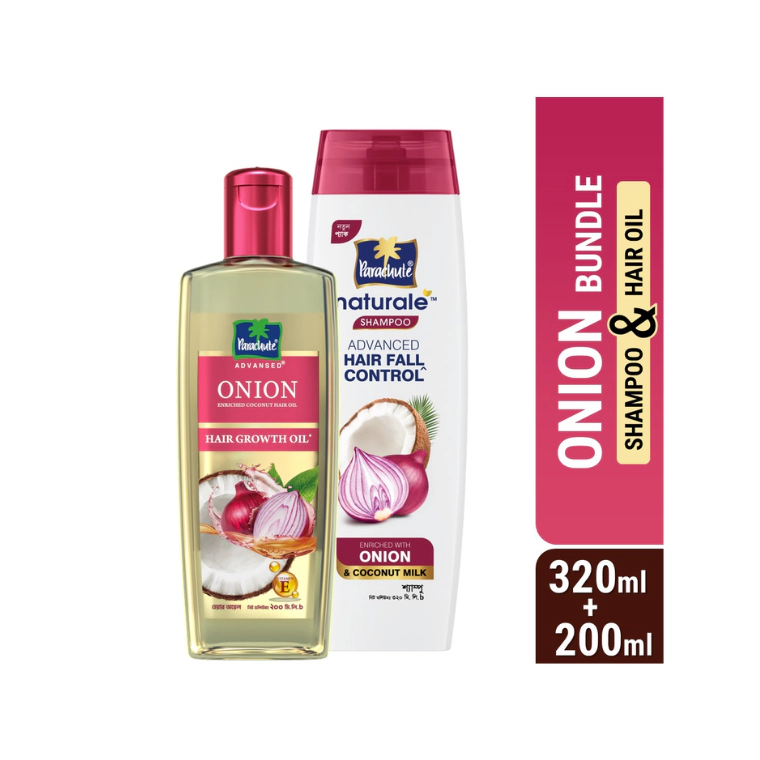 ONION BUNDLE - Parachute Advansed Secrets Onion Hair Growth Oil (200ml) & Parachute Naturale Onion Hair Fall Control Shampoo (320ml)