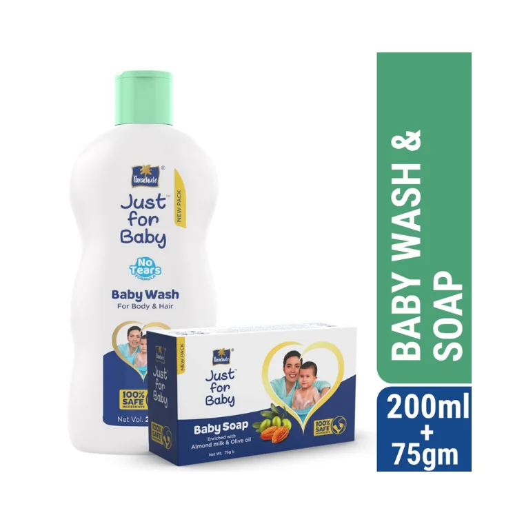 Parachute Just for Baby - Baby Wash (200ml) & Baby Soap (75gm)