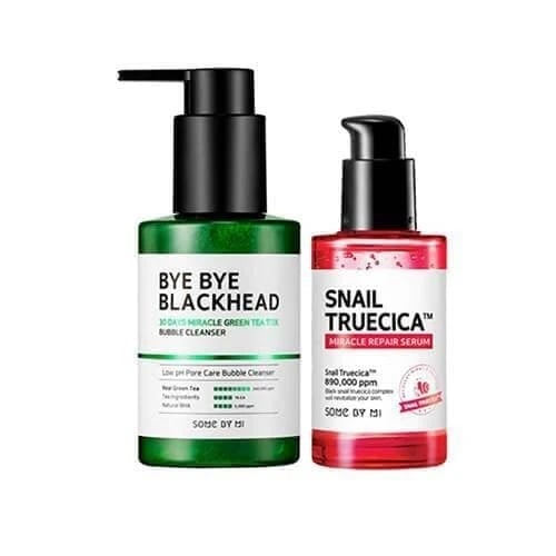 Some By Mi Bye Bye Blackhead Cleanser + Snail Truecica Miracle Serum (pore Care)
